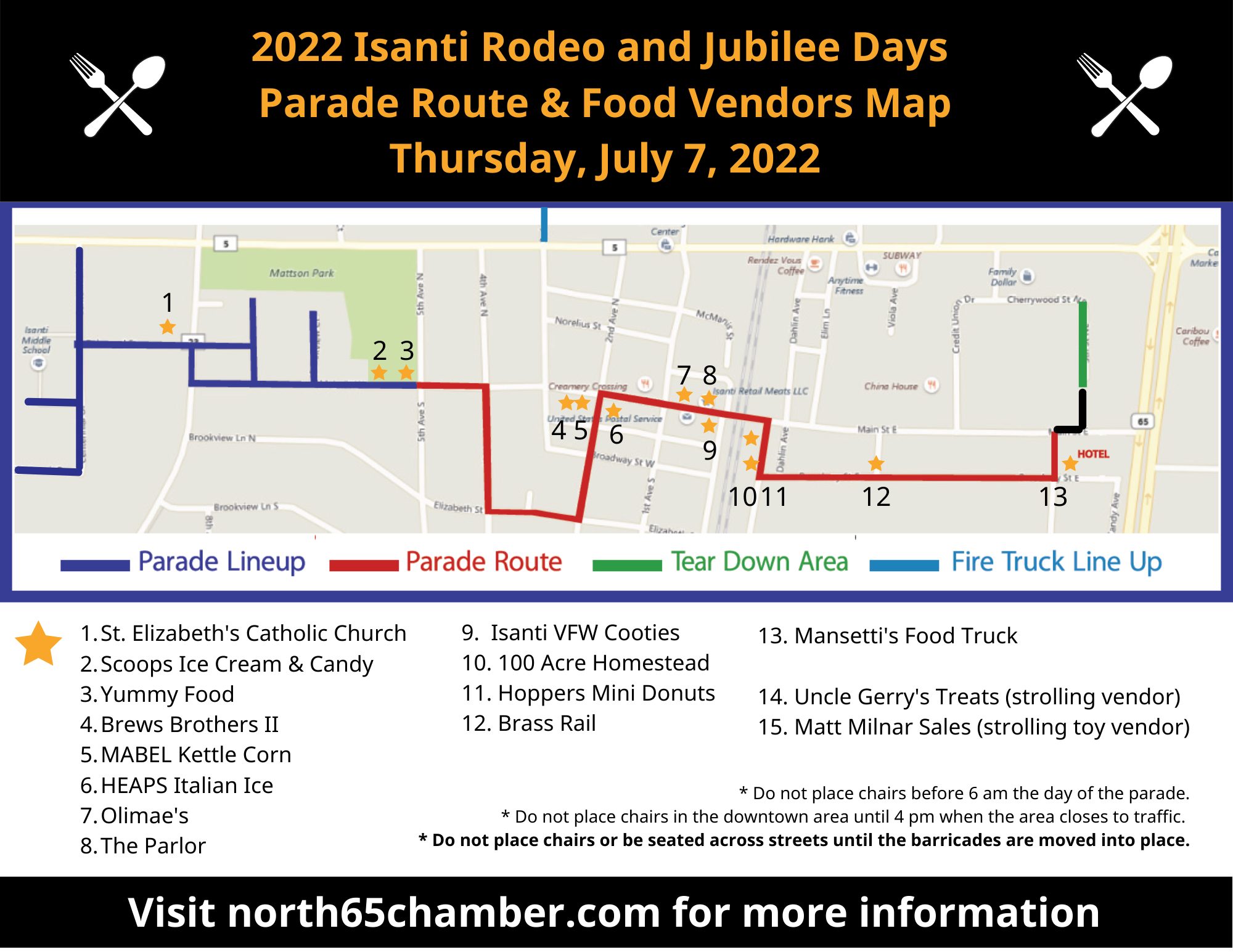 Parade Food Vendors Route Map 2022