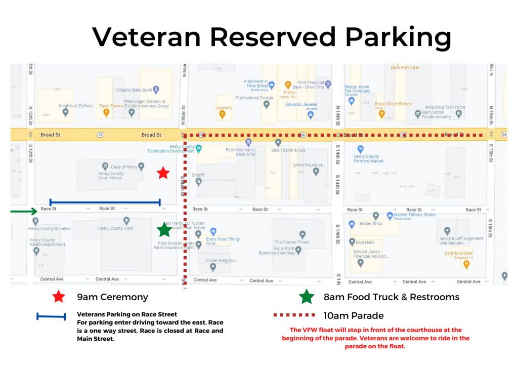 Veteran Parking Instructions Map