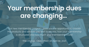 Membership Dues Changing Graphic with text