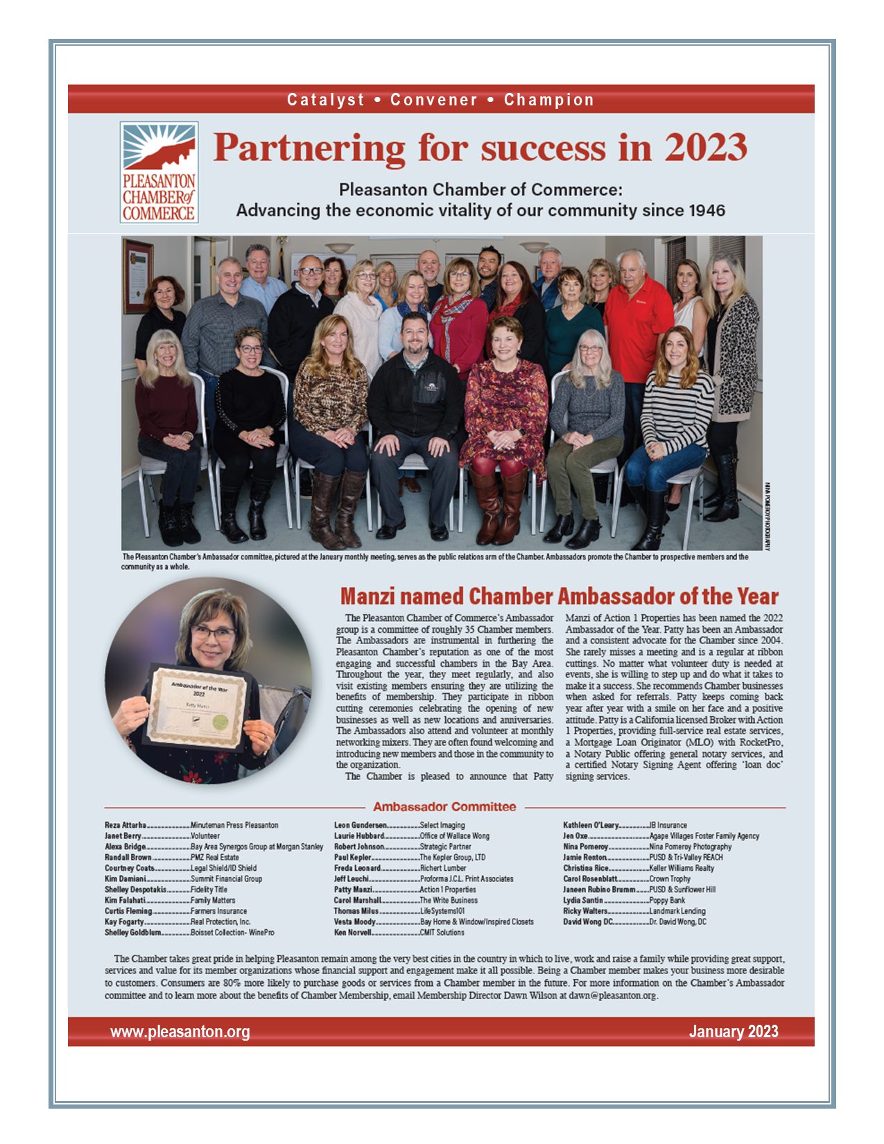 Take a look at this insert featuring the Ambassadors in the Pleasanton Weekly on January 20, 2023.