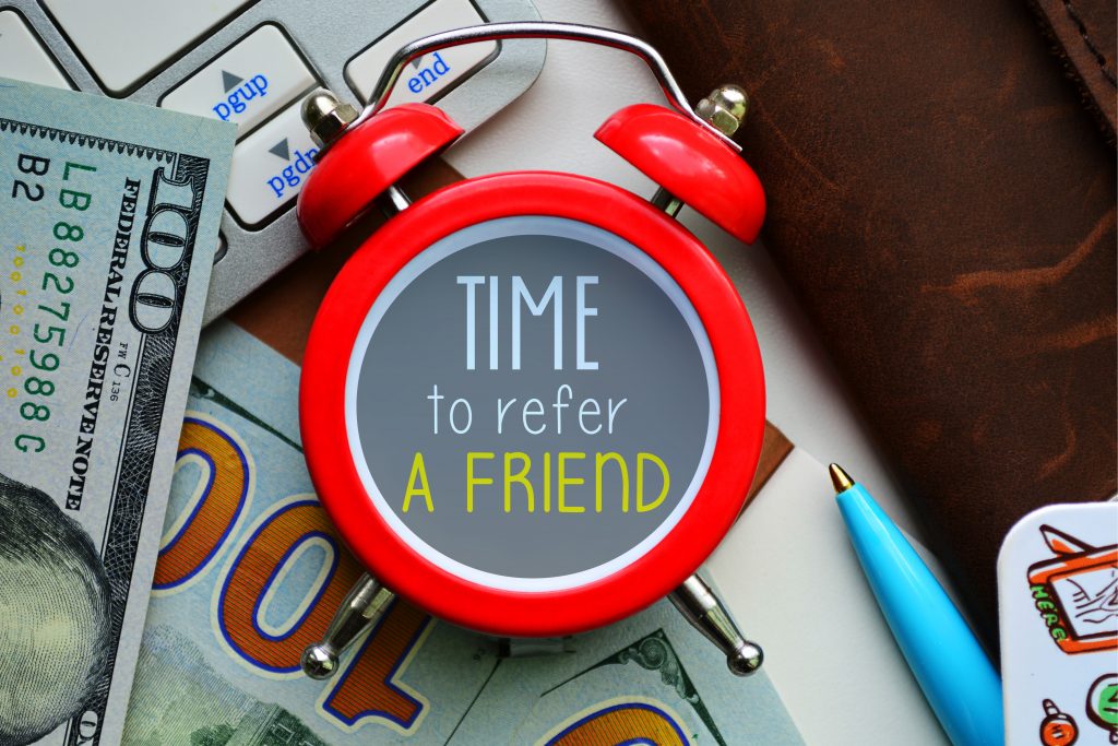 Time,To,Refer,A,Friend.,Sign,On,Red,Clocks,With time to refer a friend