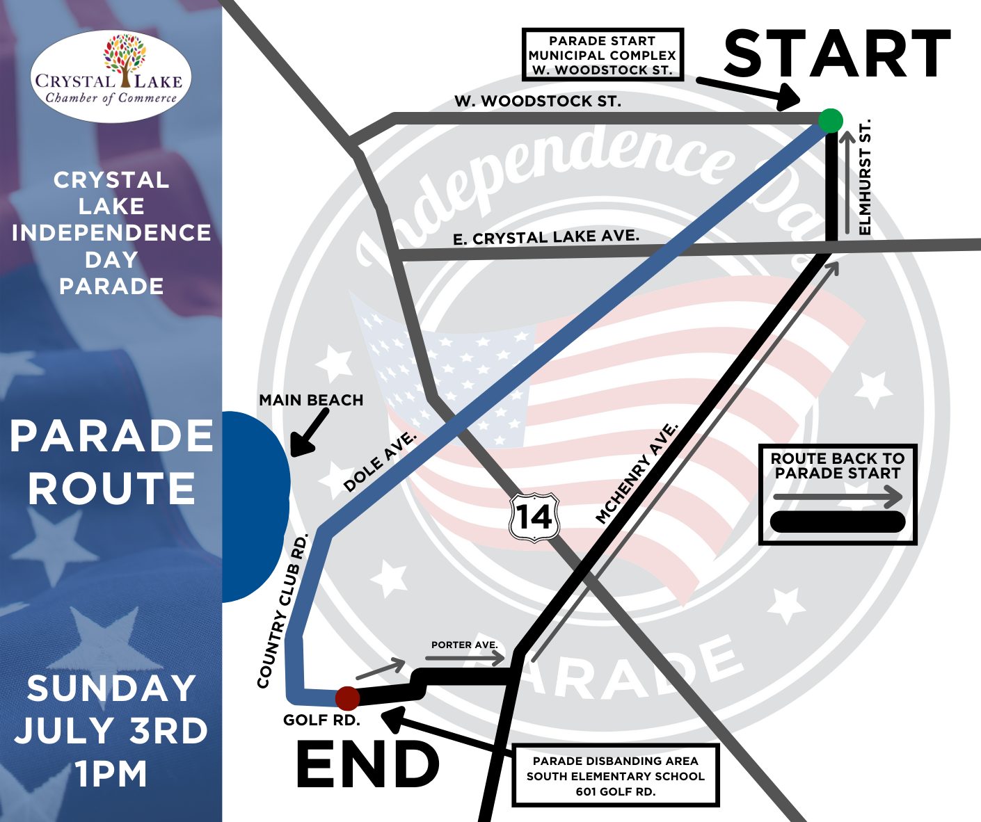 Crystal Lake Independence Day Parade Map Route