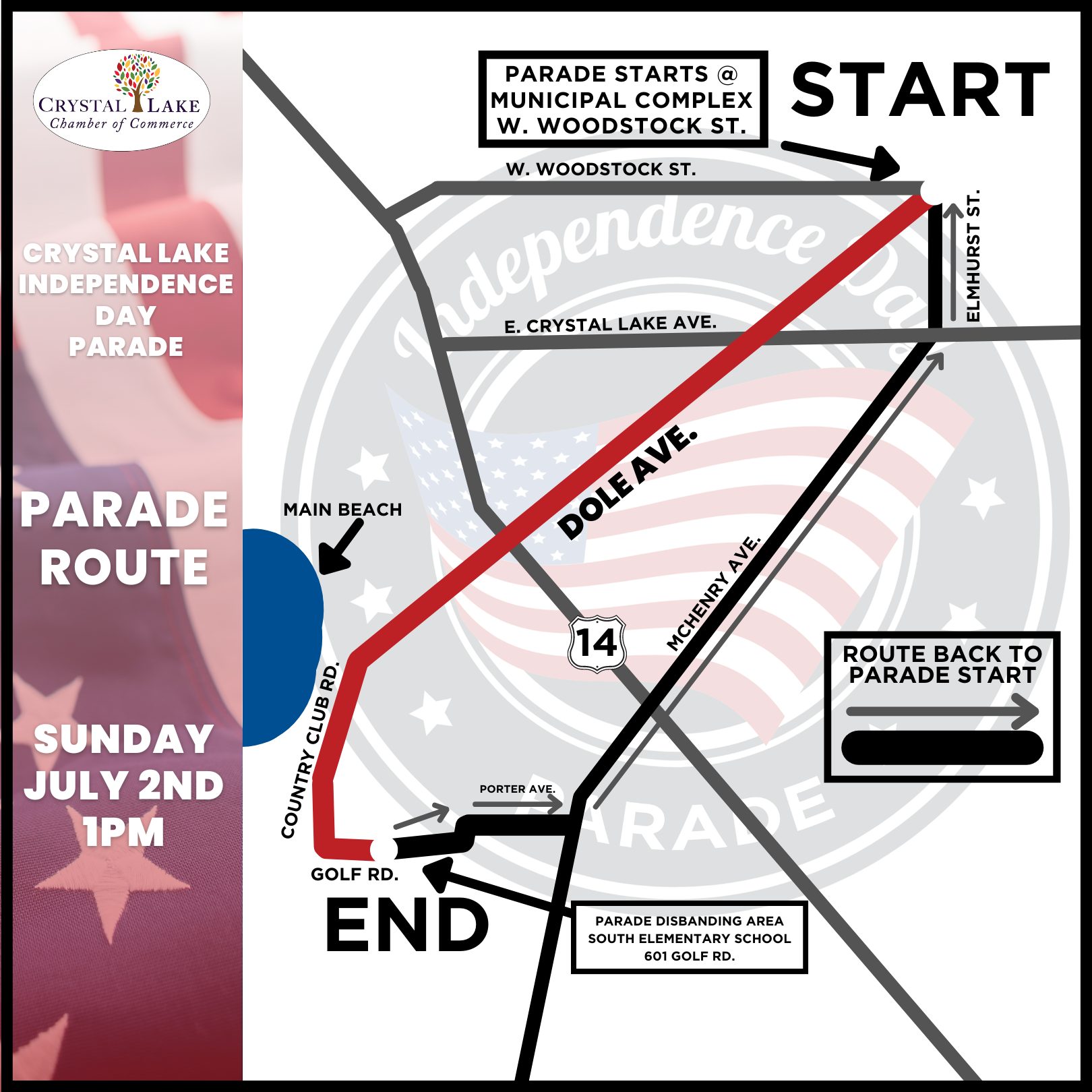 Crystal Lake Independence Day Parade Map Route (4)
