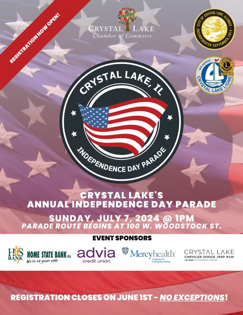 CRYSTAL LAKE'S ANNUAL INDEPENDENCE DAY PARADE SUNDAY, JULY 2, 2023 @ 1PM pARADE ROUTE BEGINS AT 100 W. Woodstock St. (2)