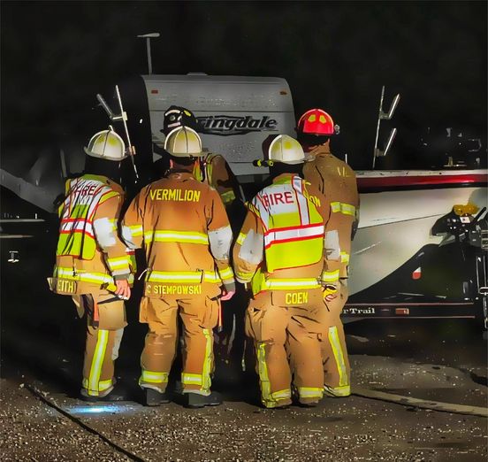 Firefighters on scene of boat fire