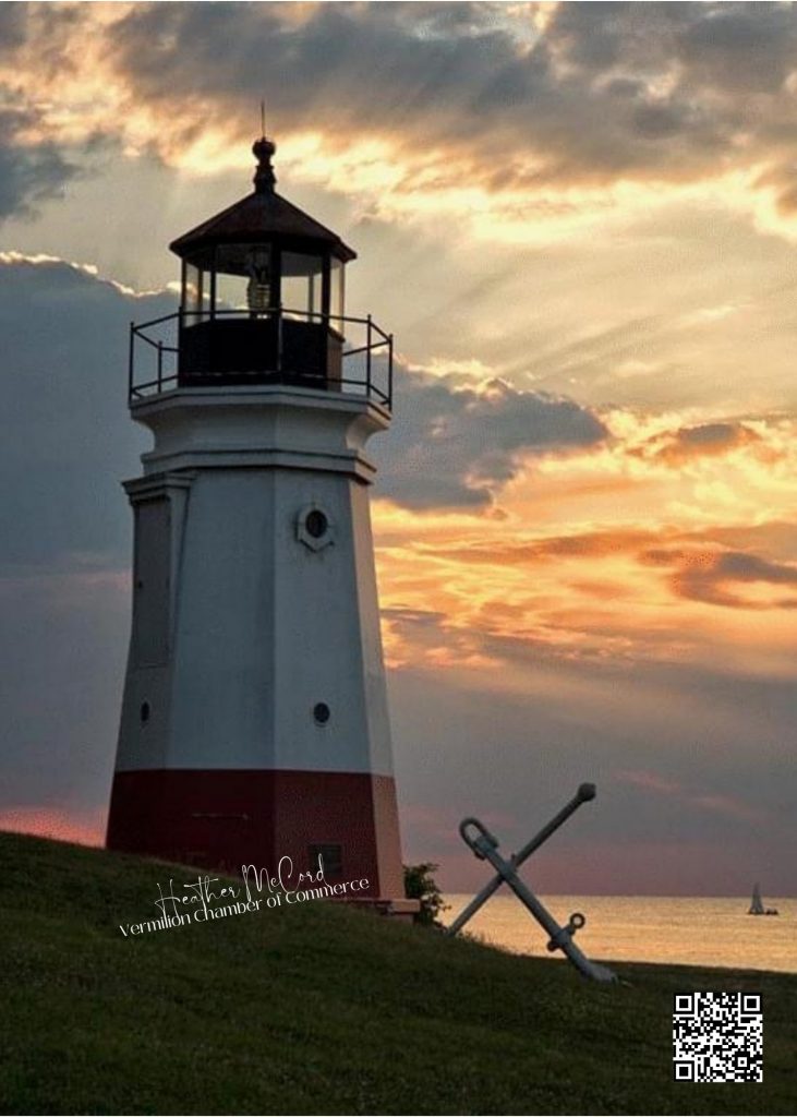 Beautiful Picture of Vermilion Lighthouse and sunset picture credit Heather McCord