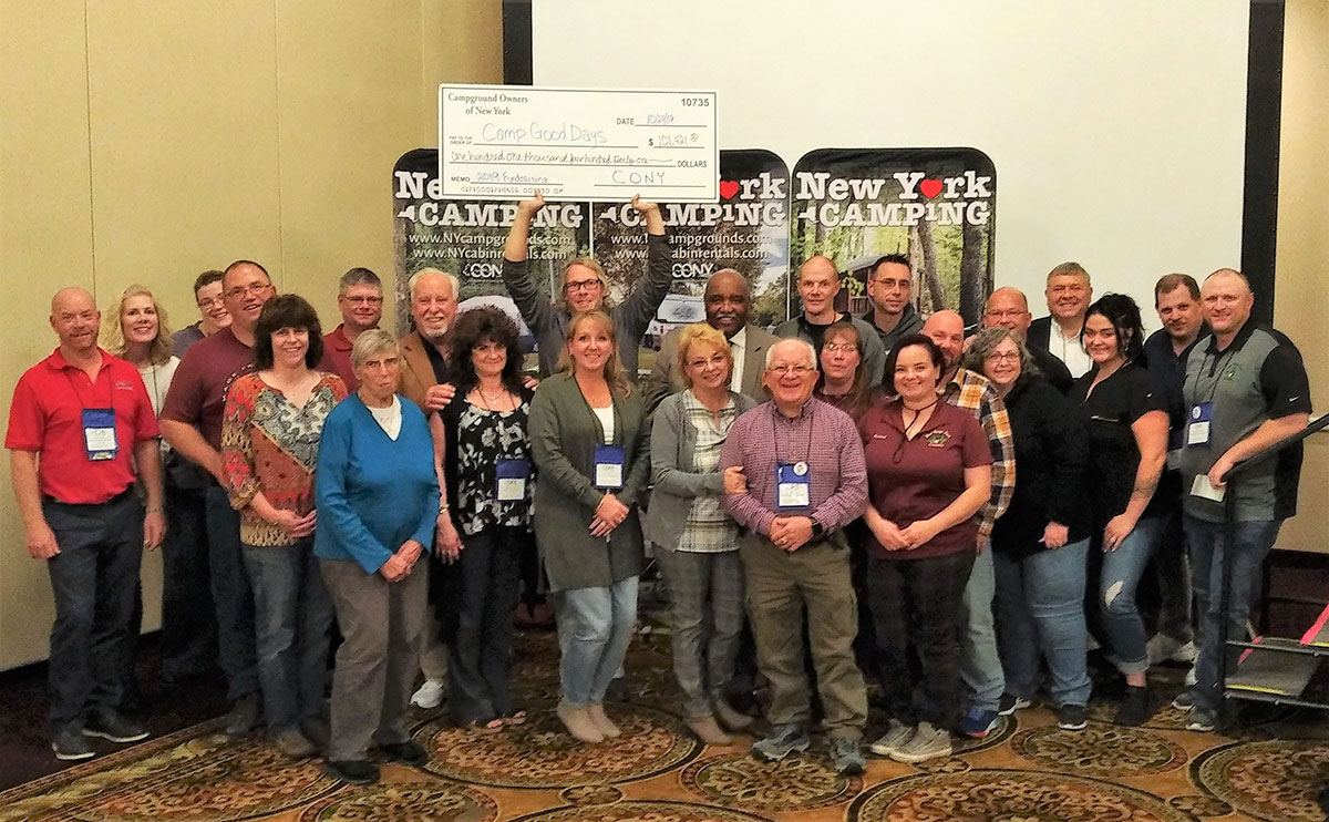 Big Check CONY campground operators big with oversize check
