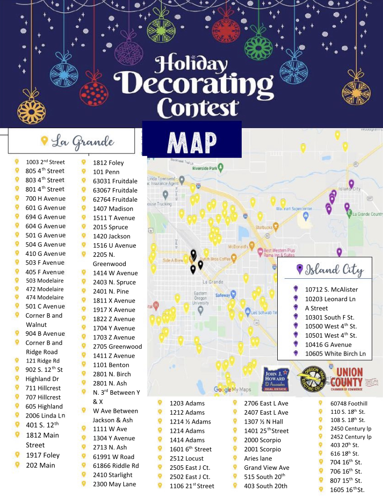 Holiday Decorating Contest Map 2021 - PG1 Holiday Lights Map