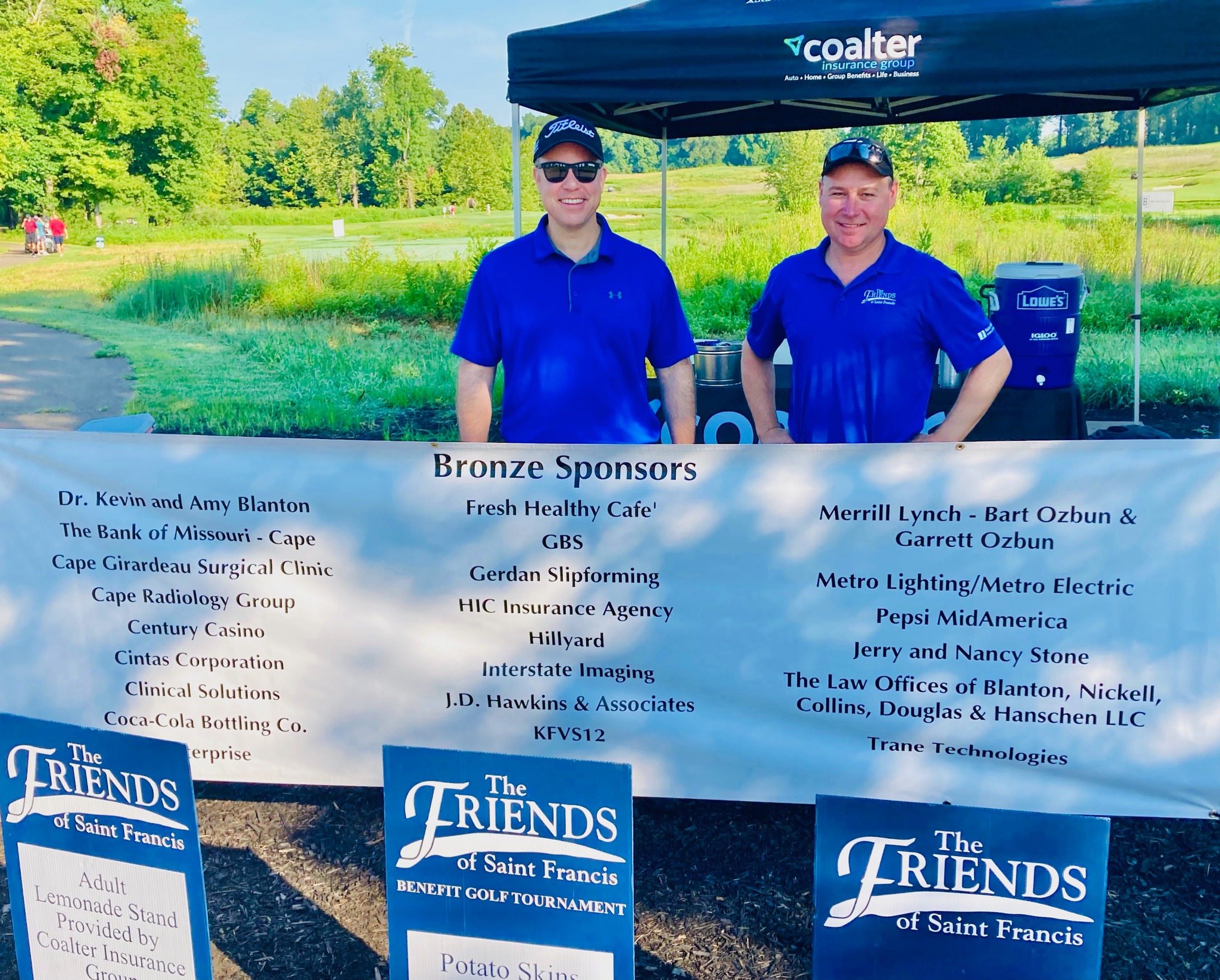 Justin Davison, President/CEO Saint Francis Healthcare and Stacy Huff, Foundation 
Executive Director, greet golfers at the 2022 Friends of Saint Francis Golf Tournament