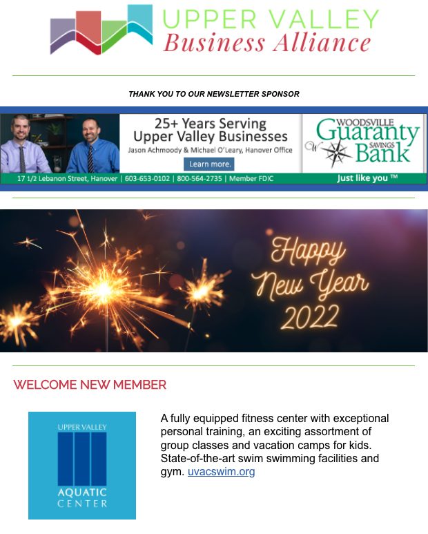 Upper Valley Business Alliance eNewsletter