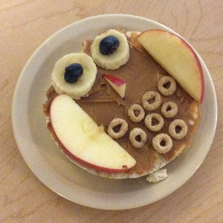 BRAD Child Development Programs - rice cakes pb and fruit owls