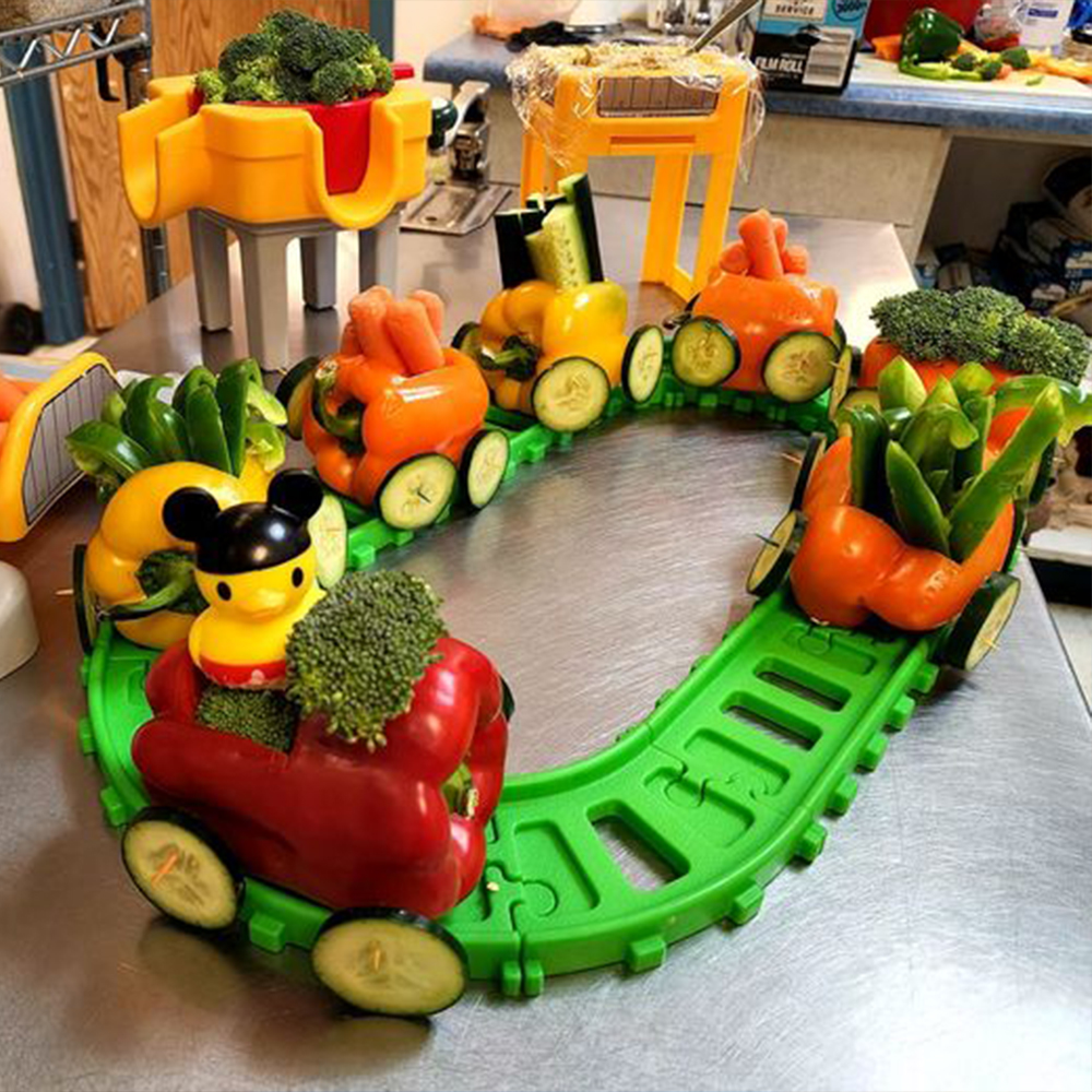 The Ark ChildCare center veggie train with hummus