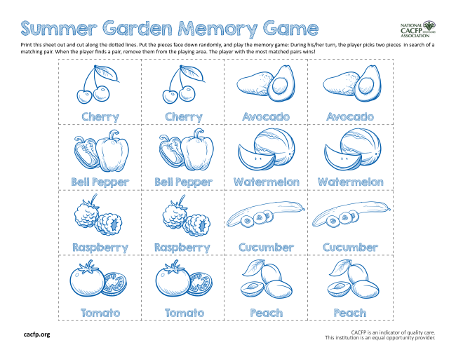 Summer Garden Memory Game cacfp