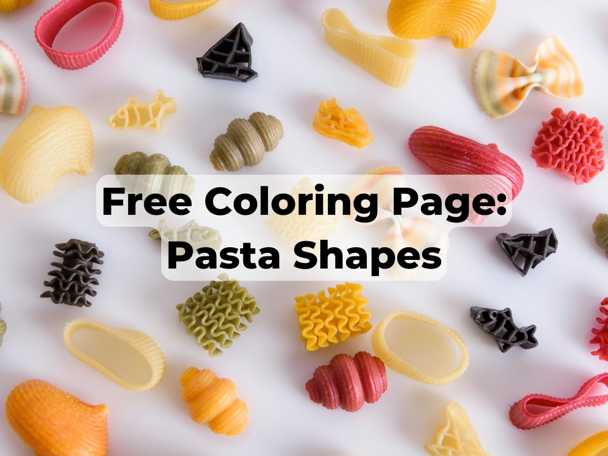Pasta Shapes Coloring Page 4x3