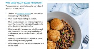 Plant-based products for K12 schools