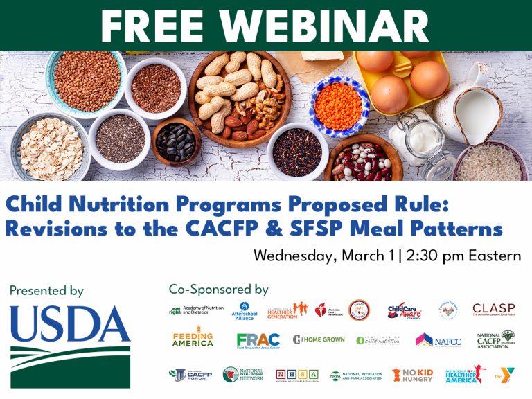Free Webinar Child Nutrition Programs Proposed Rule Revisions to the