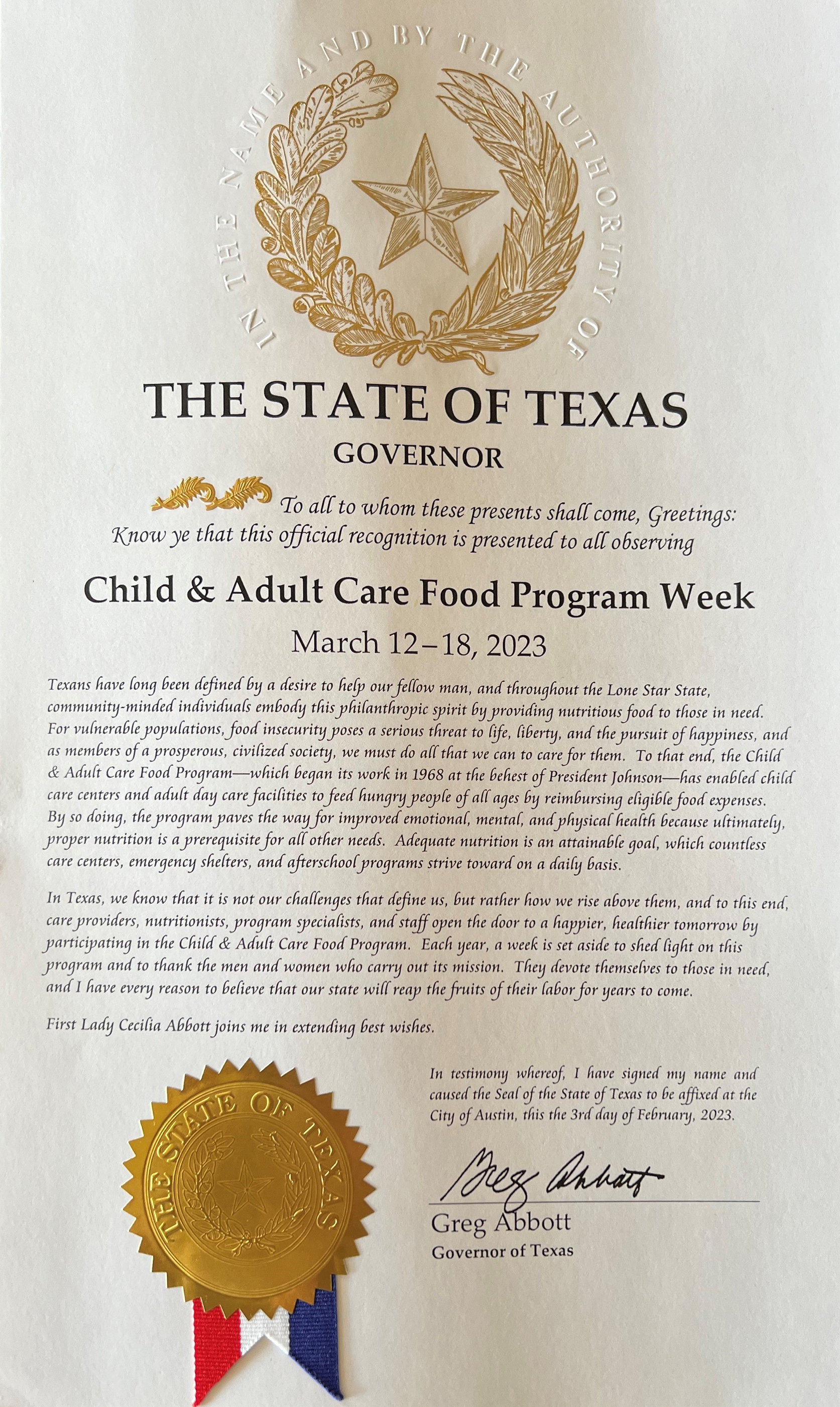 CACFP Week 2023 texas Proclamation copy2