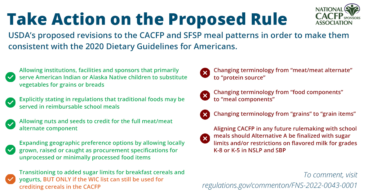 Comment Requested – Revisions to Meal Patterns Consistent with the 2020 ...