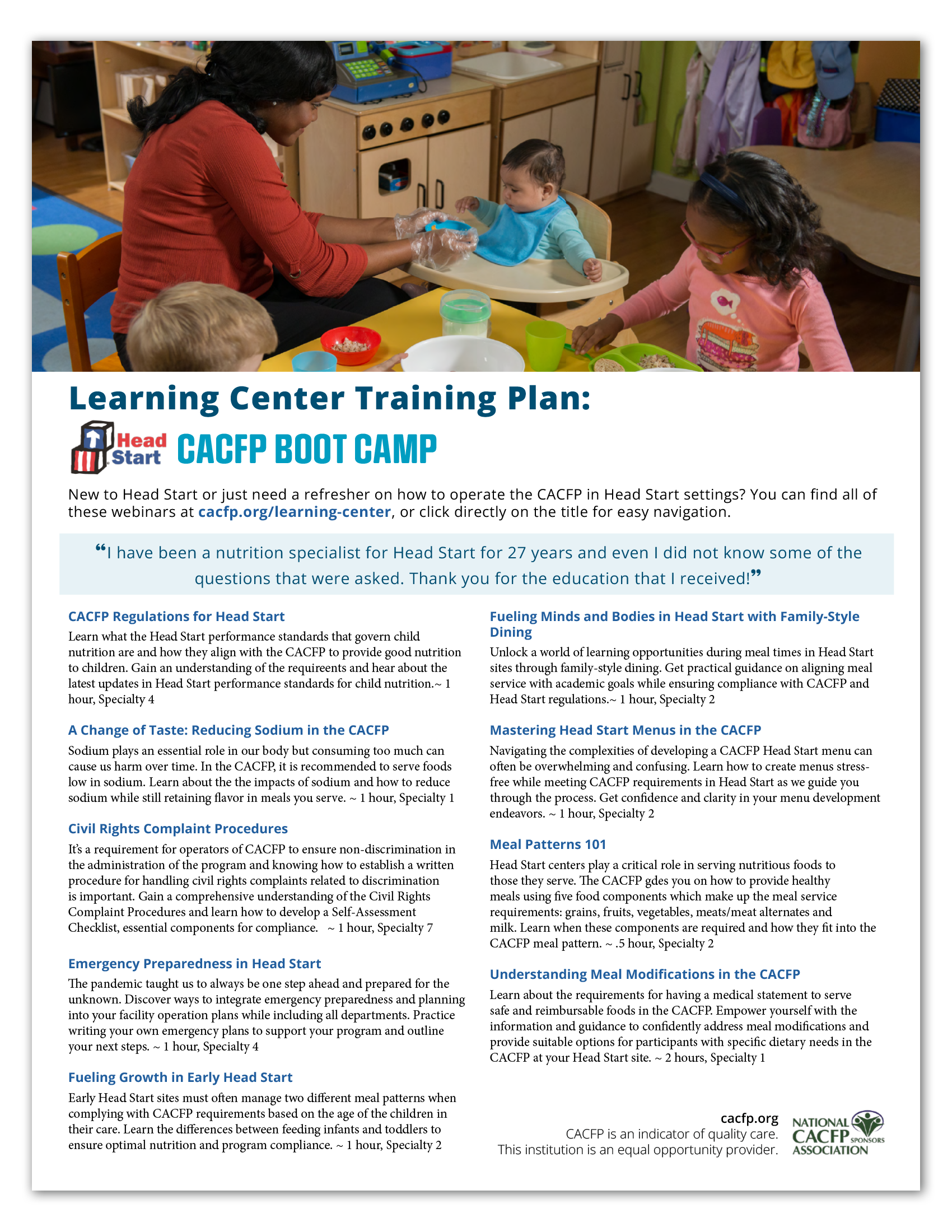 Head Start CACFP Boot Camp