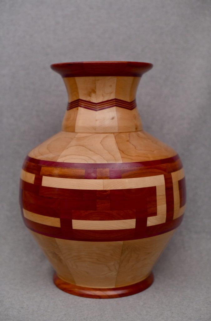 Solid Segmented wood: Carved Brazilian cherry, flame birch, maple