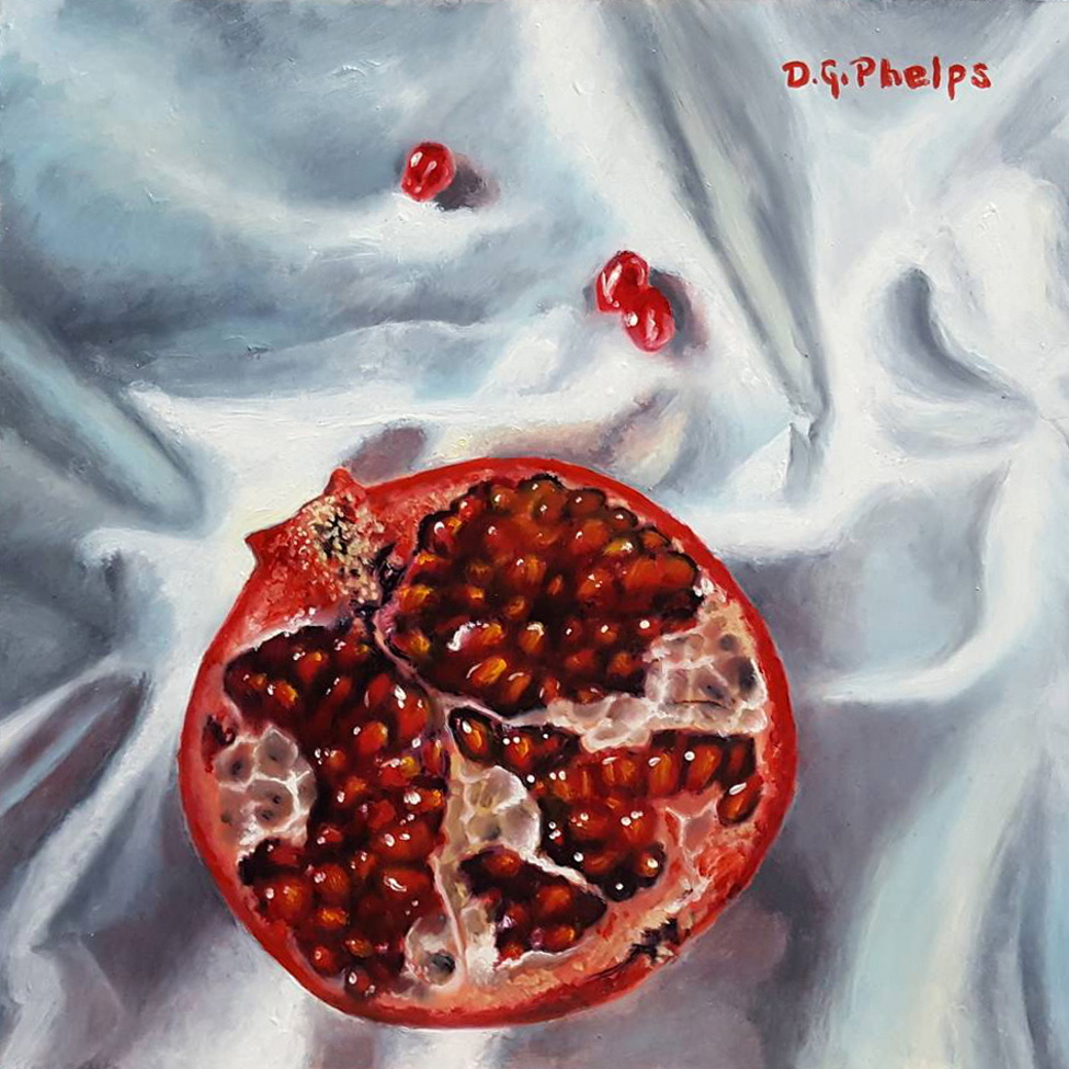 Pomegranate On Silk, 8x8, $490