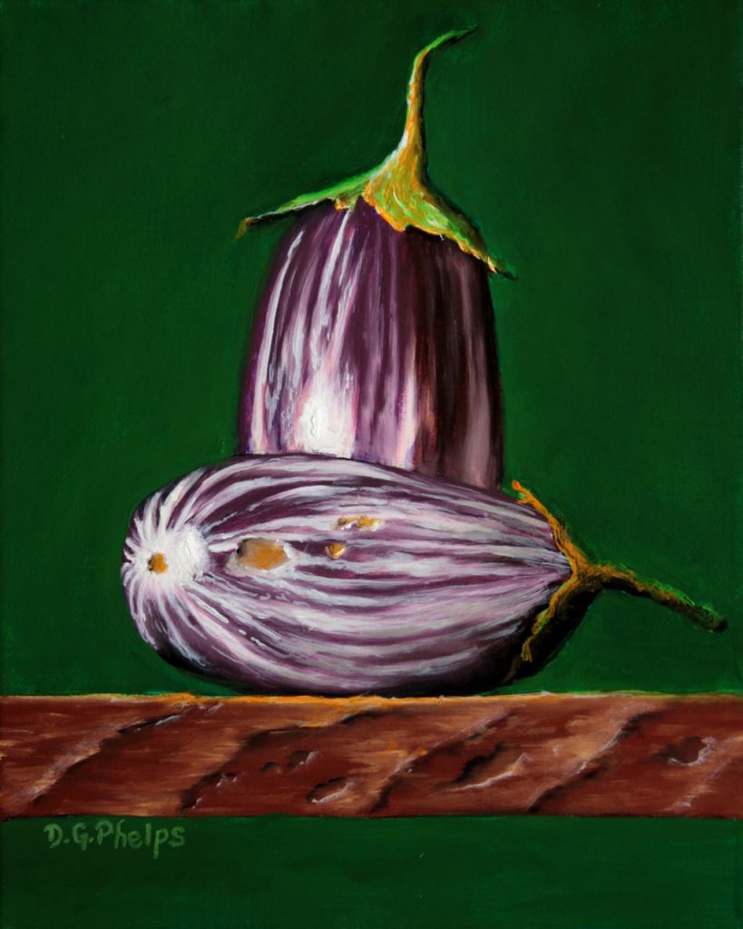 Striped Eggplant, 8x10, $500