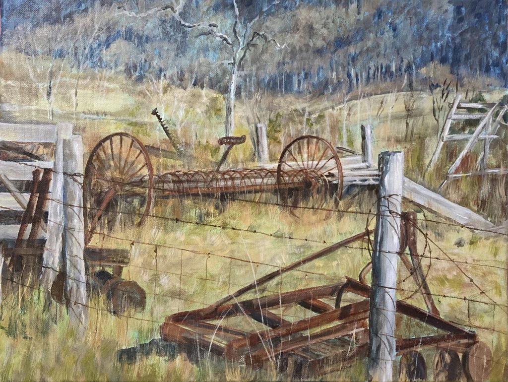 Mary Lou Hill, Old Farm Implements, 19x15x1.5, $250 SOLD
