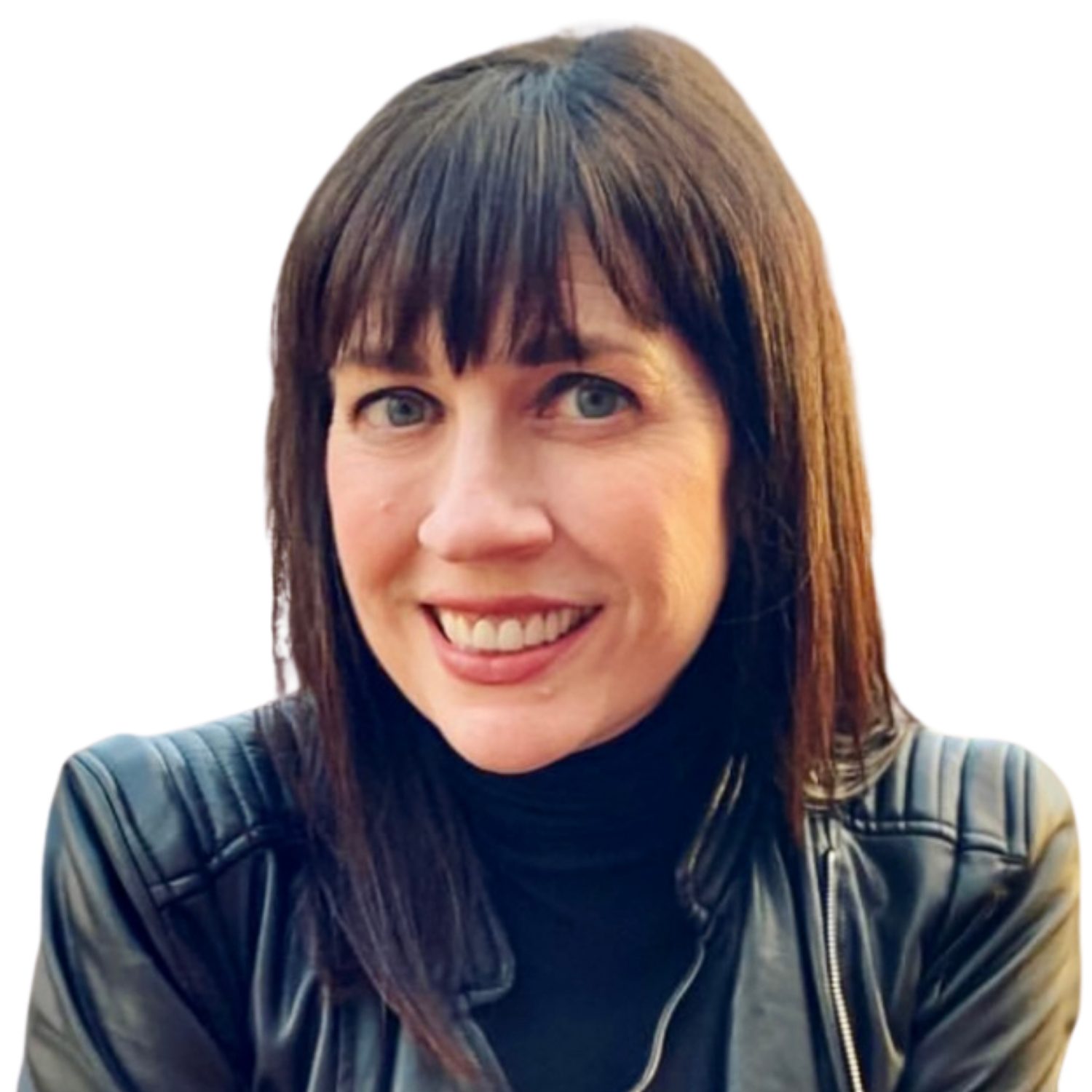 Board Headshots Edits (4) Chris is a white woman with a black leather jacket hair and