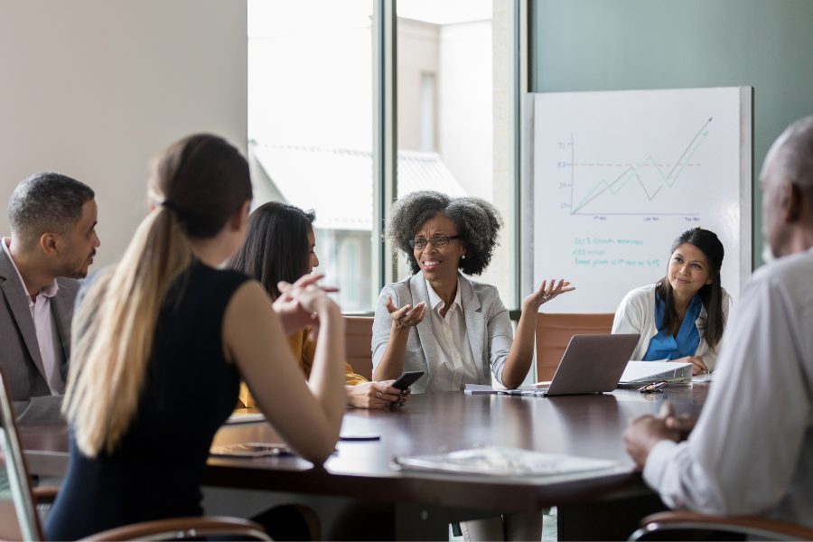 group of people in a meeting