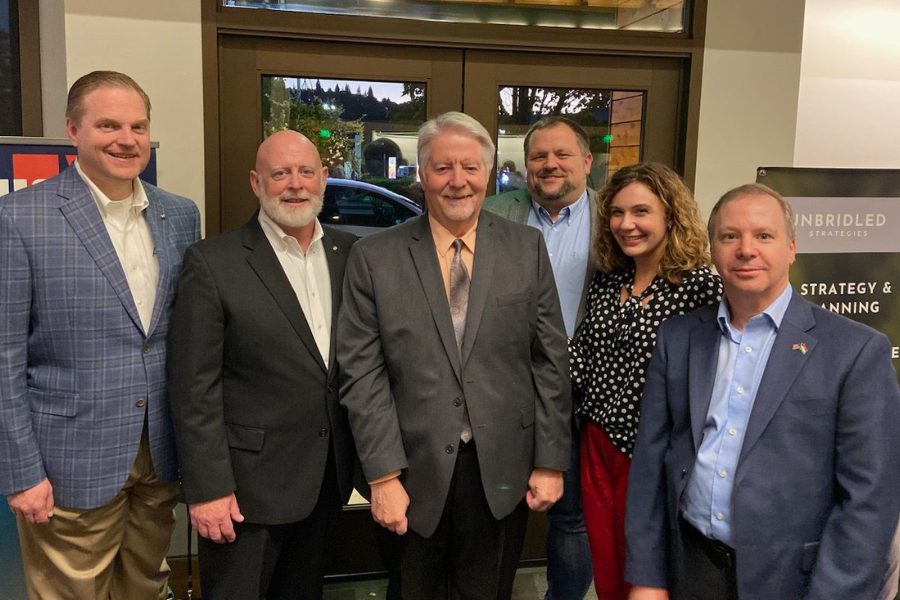 Left to right: Kris Johnson, President &amp; CEO (AWB); John McDonagh, WCCE Chair Elect; Bob Green, retiring CEO of WCCE; Guy Occhiogrosso, out going Chair of WCCE; Andrea H. Reay, Vice Chair WCCE; Dru Garson, incoming President of WCCE