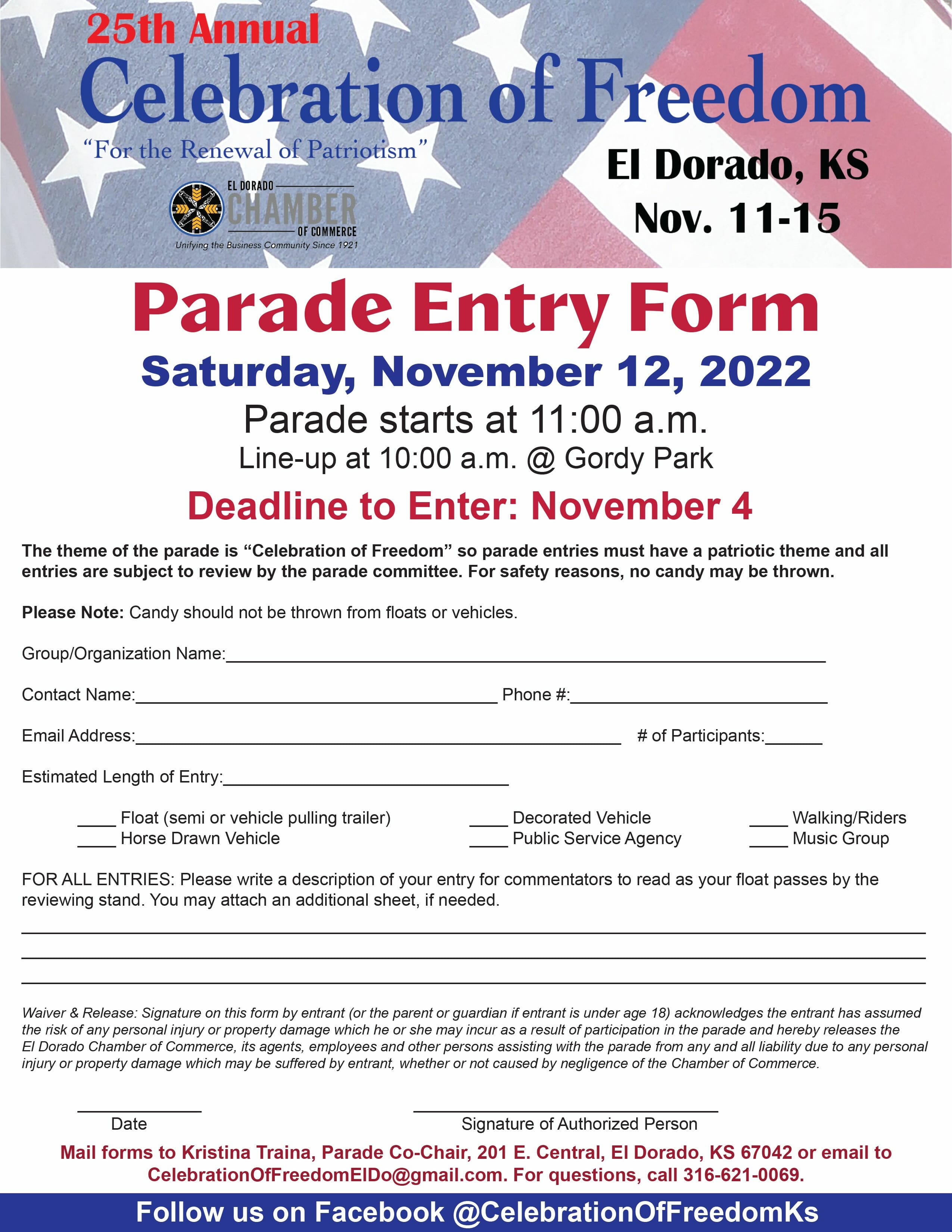 2022 Parade entry form (PDF)
