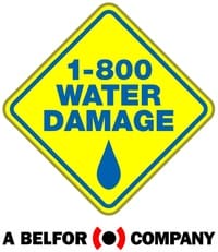 1-800 WATER DAMAGE logo, a BELFOR company