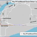 This image shows Detour Map #4 for Southbound traffic from Hwy 99 when it is closed