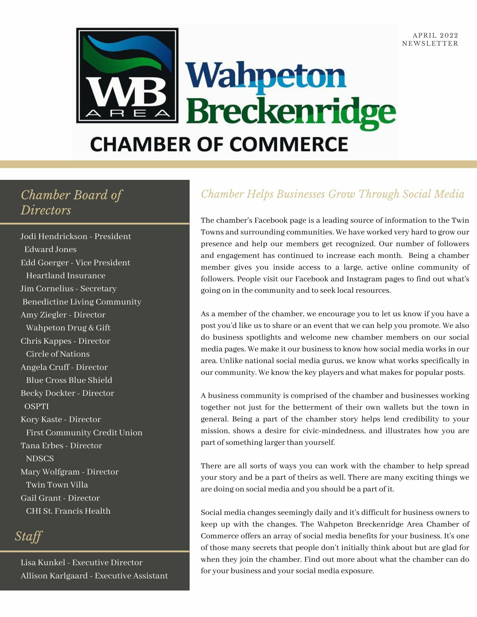 April 2022 Newsletter pg 1