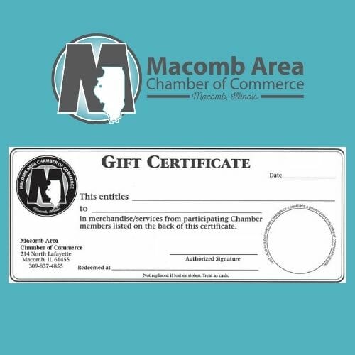 Chamber Gift Certificates Macomb Area Chamber of Commerce Chamber Gift Certificates Macomb Area Chamber of Commerce