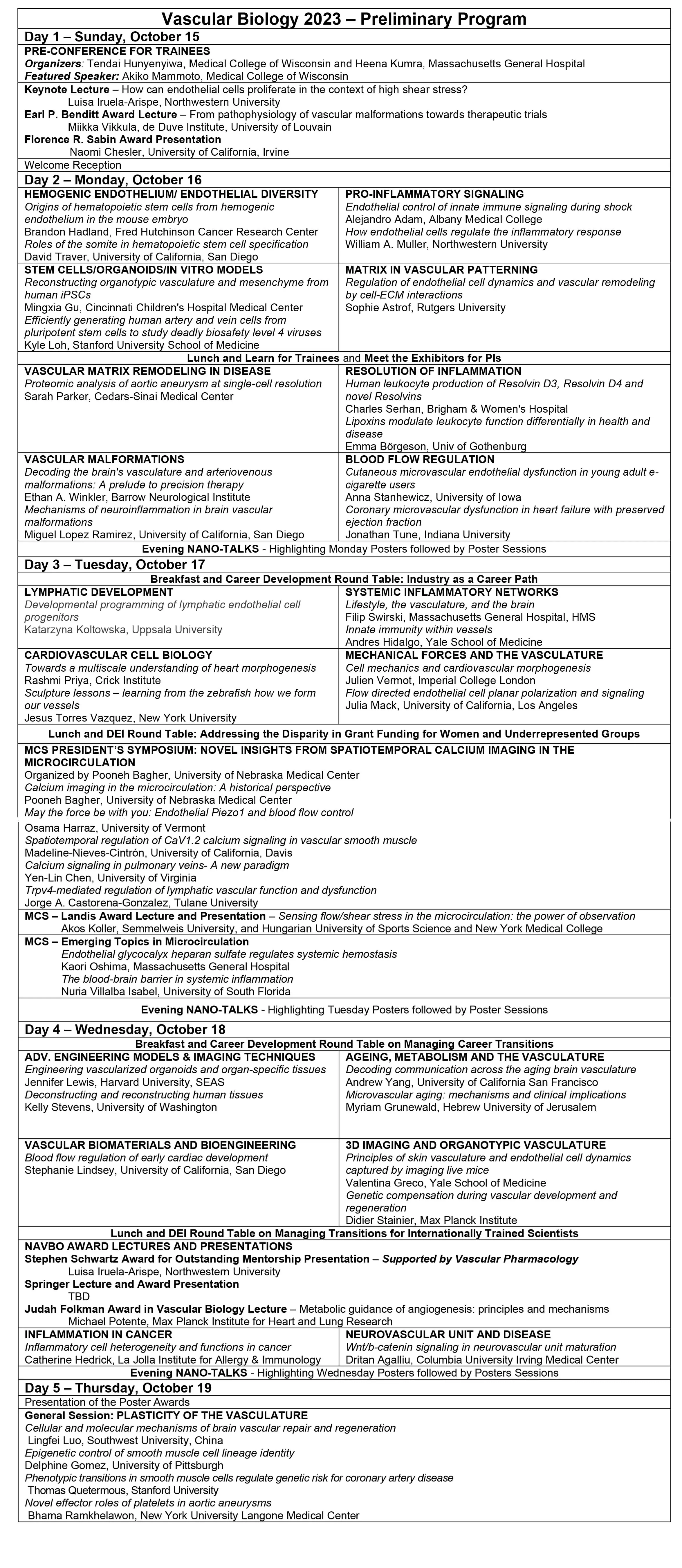 Vascular Biology 2023 - North American Vascular Biology Organization