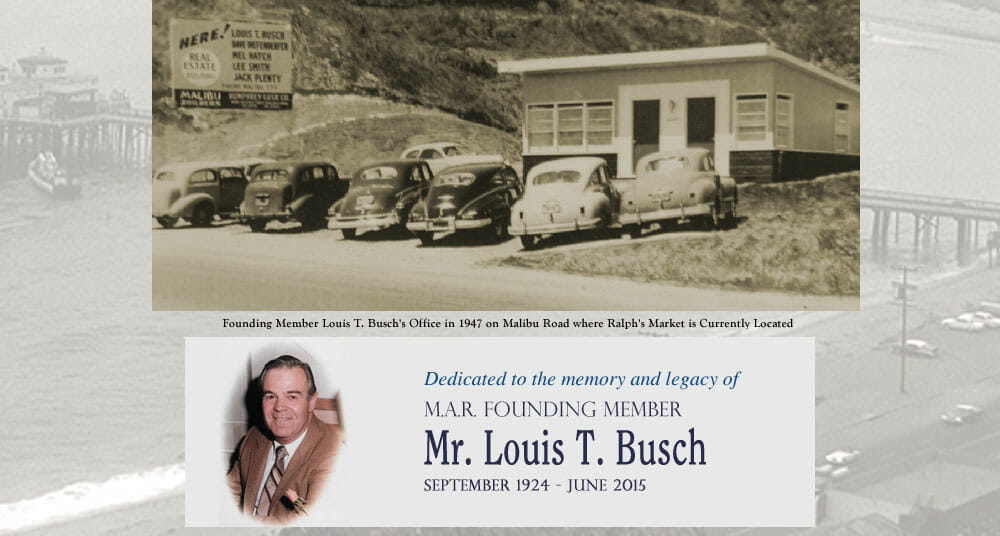 Founding Member Louis T. Busch's Office in 1947 on Malibu Road where Ralph's Market is currently located