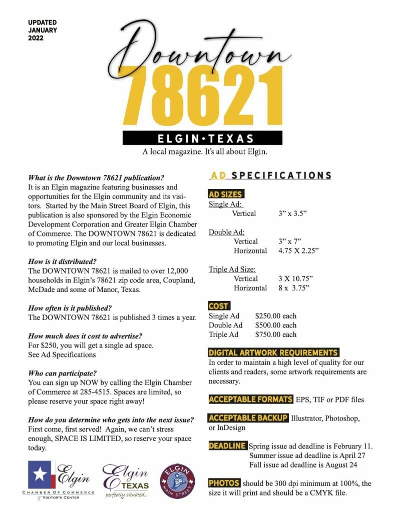 Downtown 78621 Ad Specs 2022