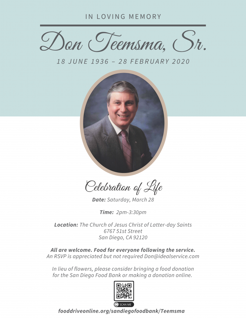 Celebration of Life for Don Teemsma, Sr.