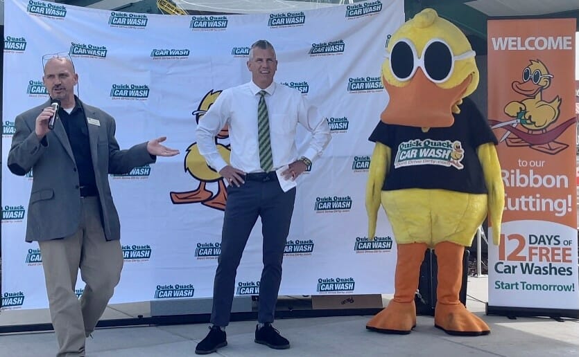 CVEA Chamber of Commerce Ribbon Cutting Ceremony for Quick Quack in San Lorenzo, CA. Speech by David Gehrke, Chamber President 2002-2021. 