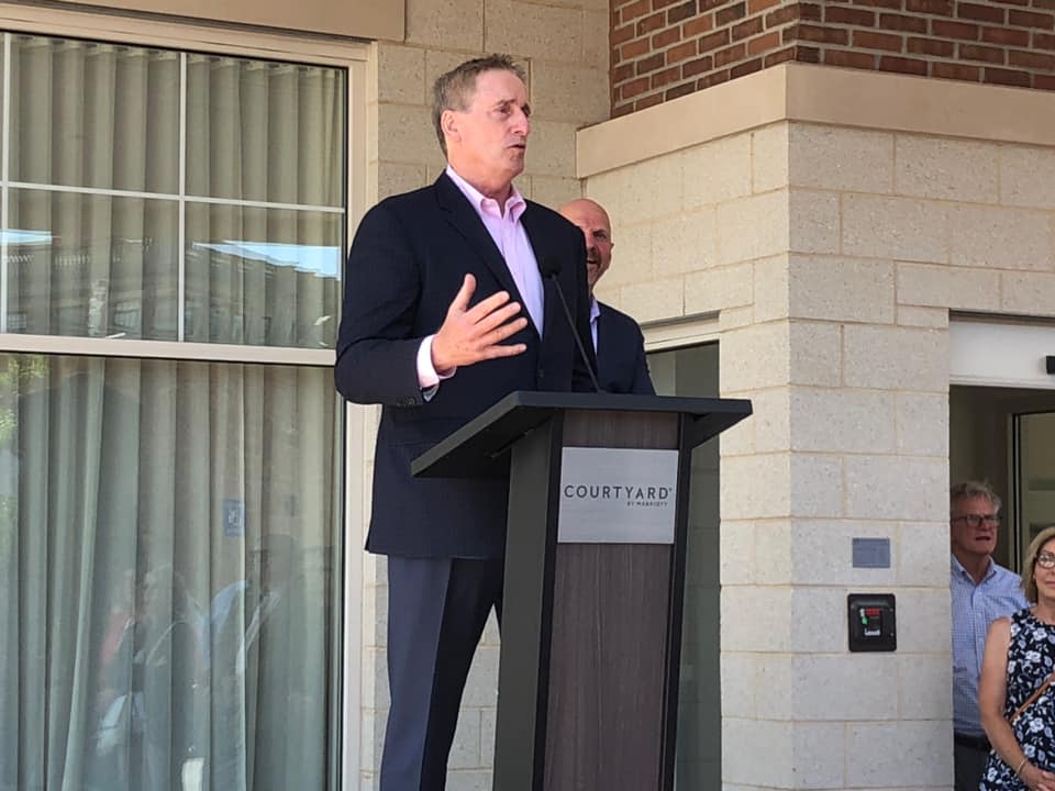 Bob Duffy speaks at the Courtyard Marriott Ribbon Cutting