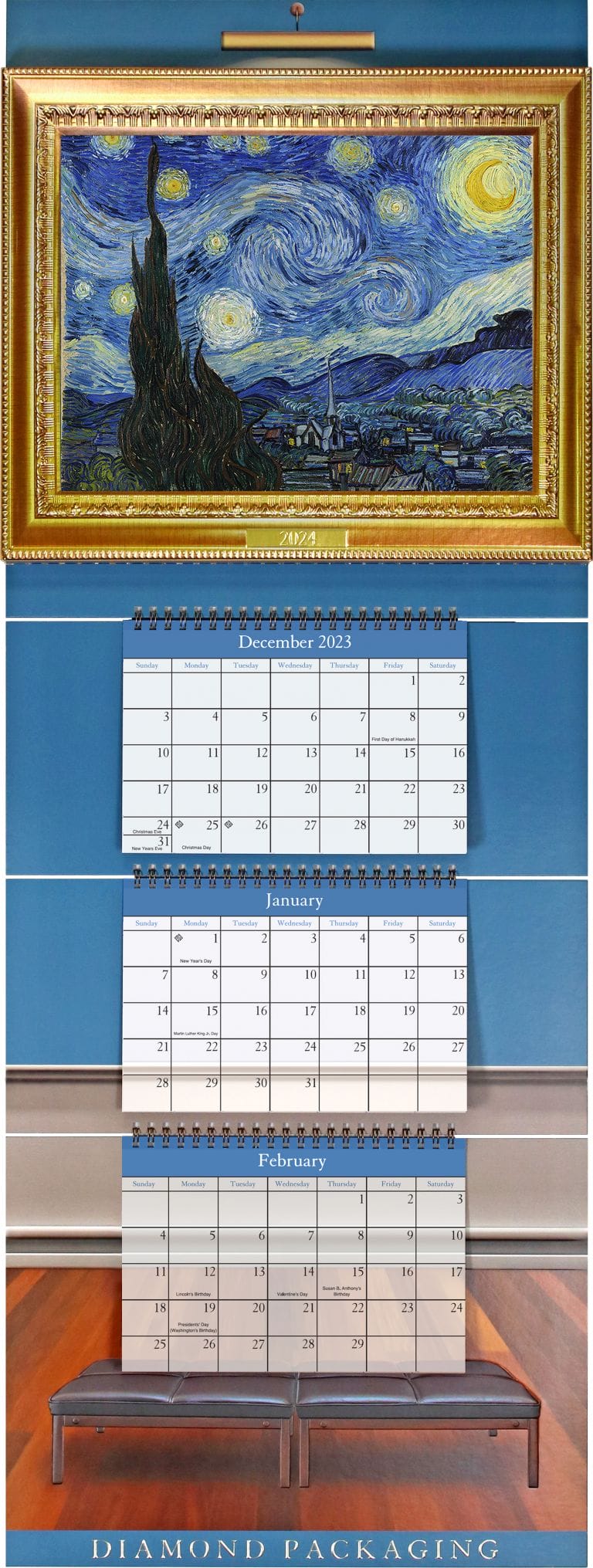 Diamond Packaging Debuts Its 2024 Suitable For Framing Corporate   Diamond Packaging 2024 Calendar 768x2031 