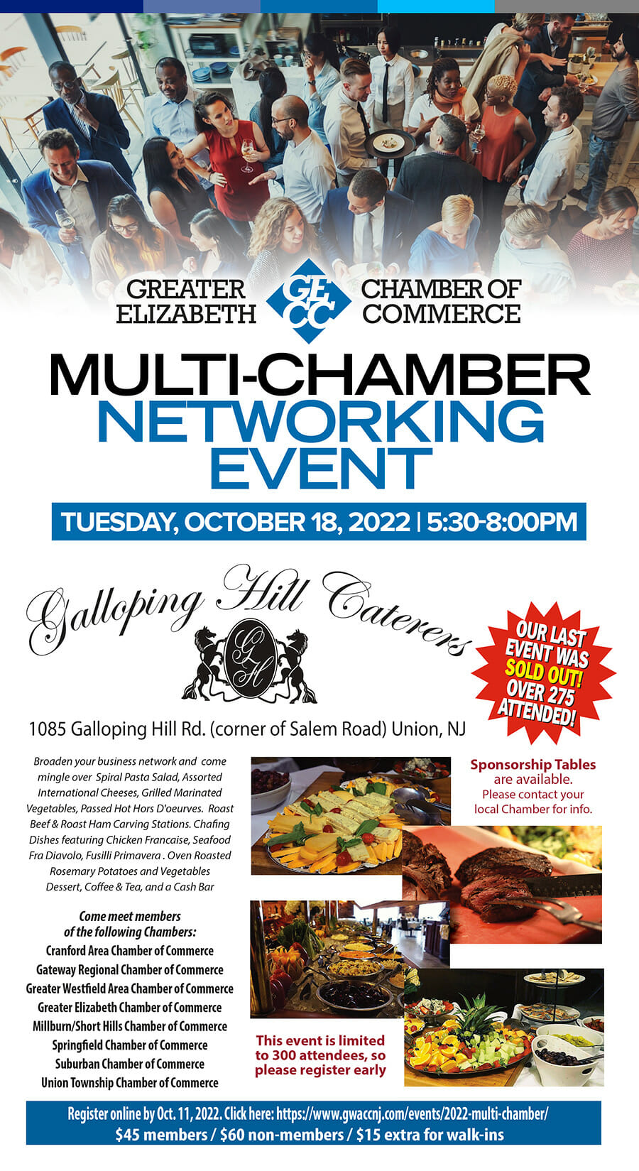 Multi-Chamber Networking Event at Galloping Hill Caterers