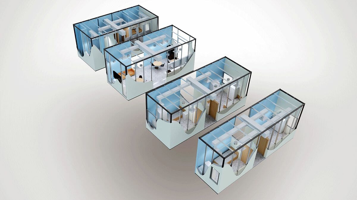 Structural volumetric modular solutions for homeless shelters from ModularDesign+