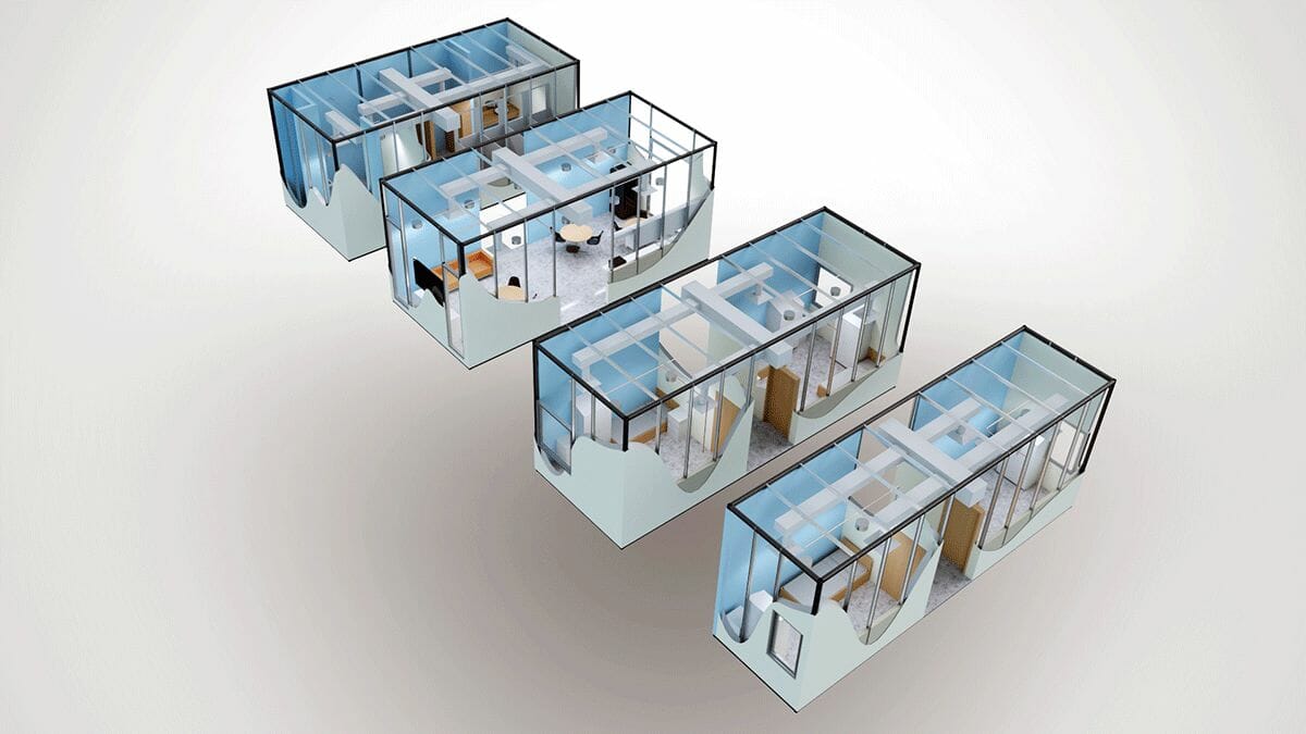 Soluções modulares volumétricas estruturais para abrigos de desabrigados da ModularDesign+