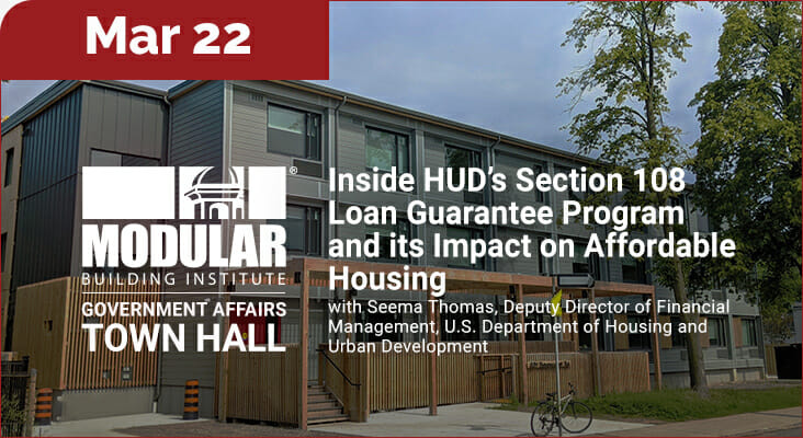 Modular Building institute government affiars town hall with Seema Thomas, March 22, 2023