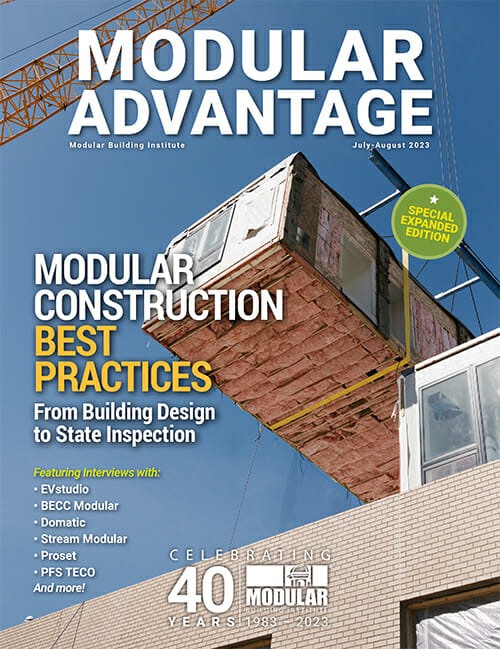 Modular Advantage magazine, July-August 2023, published by the Modular Building Institute
