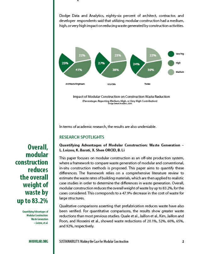 Page 2 of MBI's report on sustainability in modular construction