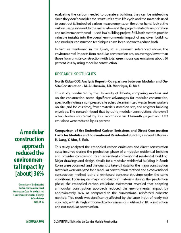 Page 4 of MBI's report on sustainability in modular construction