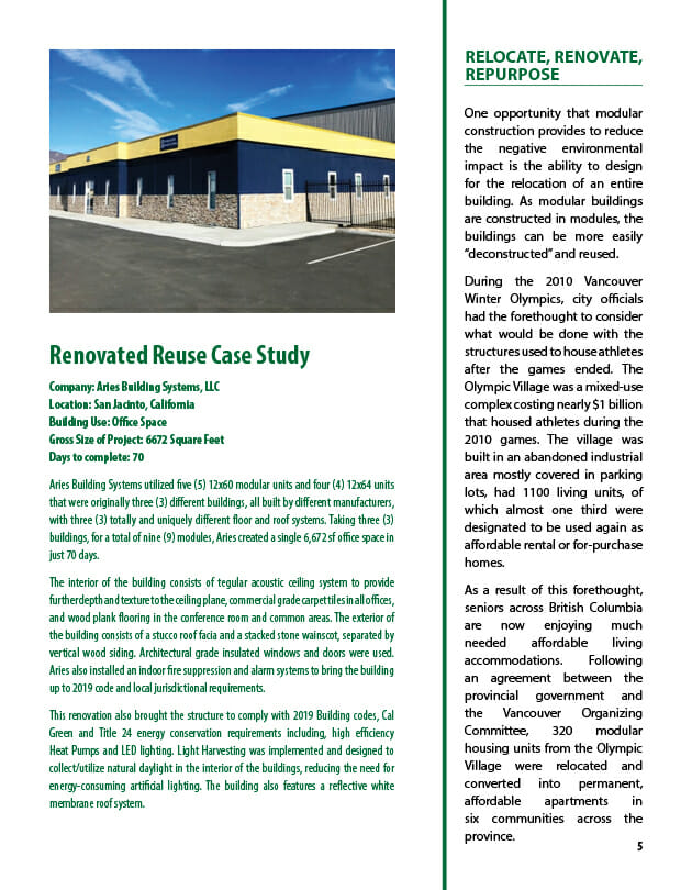 Page 5 of MBI's report on sustainability in modular construction